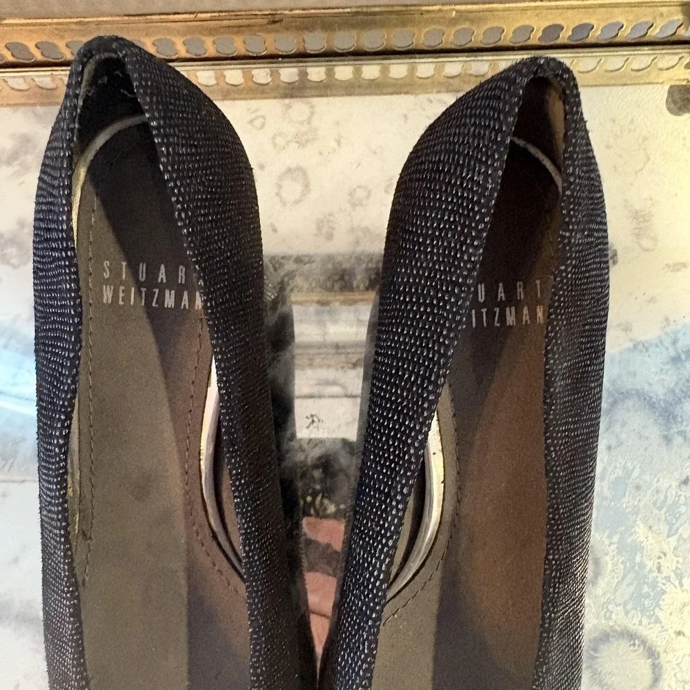 Stuart Weitzman Shoes Womens Size 6.5N Black Block‎ Heel Pumps Dress Classic